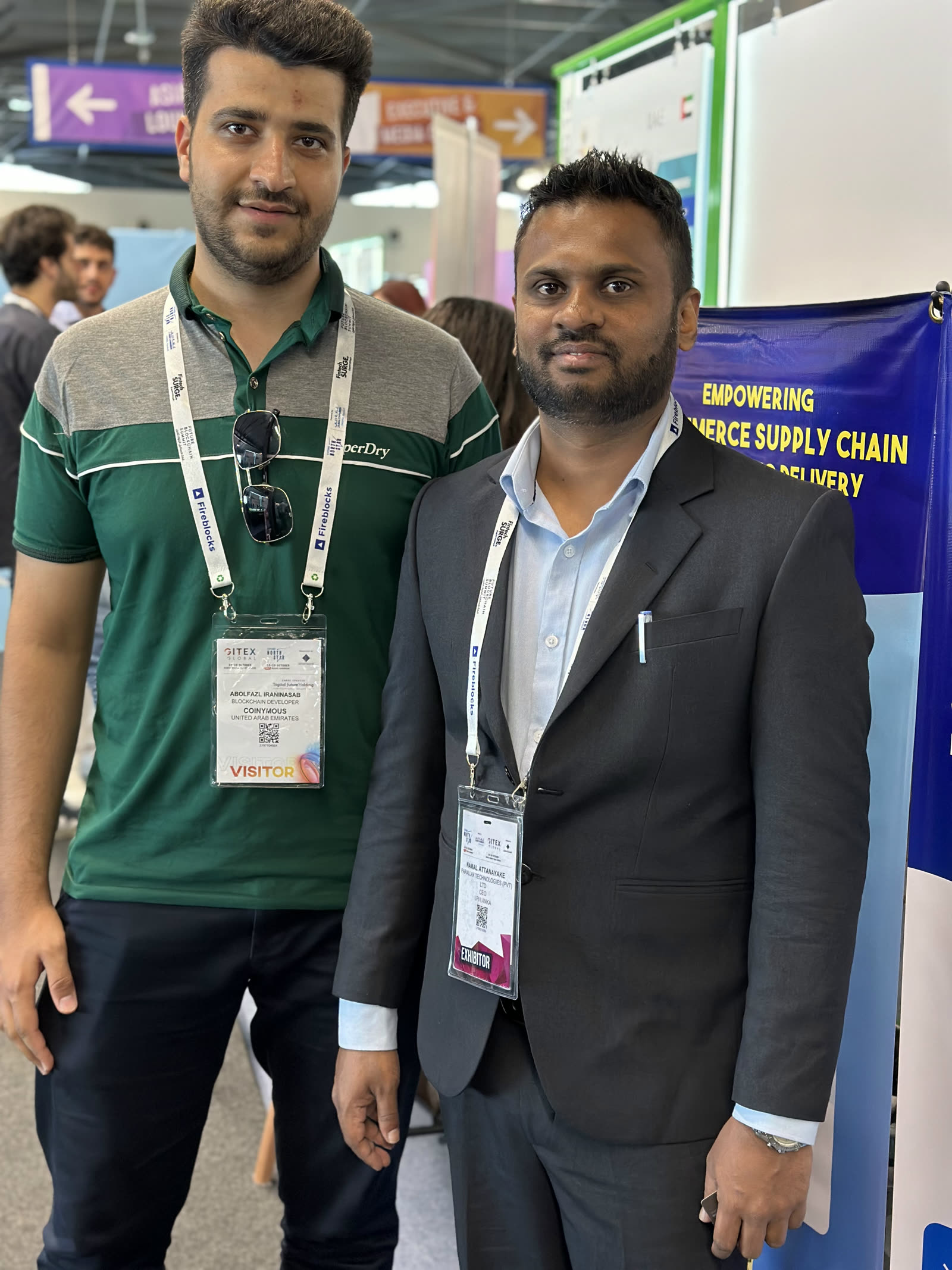 Namal Attanayake with a visitor at the Parallax stand in Dubai