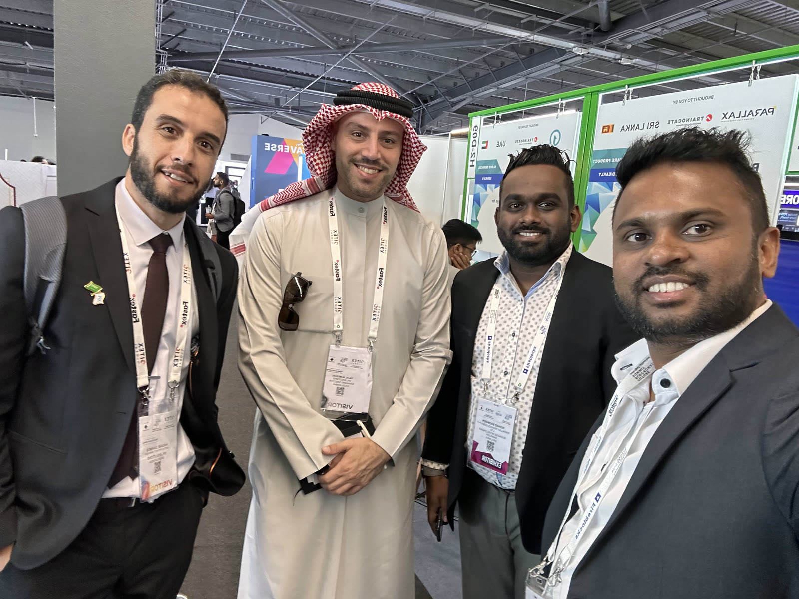 Namal Attanayake taking a group photo with visitors at Expand North Star in Dubai